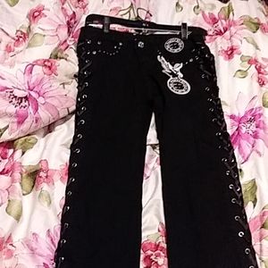 Black Platinum Plush lace up jeans